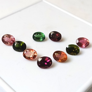 Lot de 9 pierres précieuses en tourmaline multicolore du Mozambique, 100 % naturelles, 18,15 carats, calibrées 7x9 mm, pierres brutes - Product Image 2