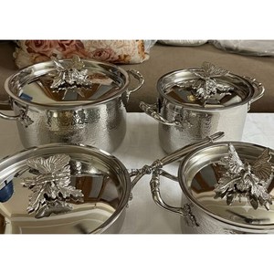 Ensemble de 4 casseroles Ruffoni en acier inoxydable martelé à la main, avec poignées papillon, best-seller, à prix impressionnant - Product Image 2