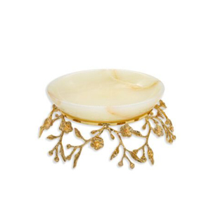 Bol de service de luxe en or plaqué de qualité supérieure, design élégant avec motif ara et fleurs, pour cuisine haut de gamme - Product Image 4