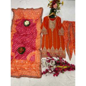 Designer Polyester Salwar Kameez Beautiful Party Wear <b>Top</b>-Bottom and Dupatta - Product Image 1