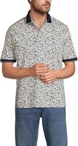 เสื้อโปโลแขนสั้นพิมพ์ลายดอกไม้สำหรับผู้ชายของแลนด์สเอนด์ผ้าฝ้ายอ็อกซ์ฟอร์ดระบายอากาศได้ดีสวมใส่สบายทรงปกติ - Product Image 3