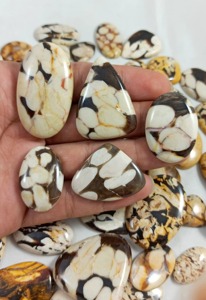 Cabochon en jaspe naturel couleur bois d'arachide, mélange marron beige, formes variées, pour enroulement de fil, vente en gros, fabrication de bijoux, pierre en vrac - Product Image 3