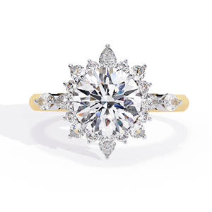 Anillo de Compromiso con Diamante de Laboratorio Halo de 1.5 CT, Corte Redondo, D VS1, Oro Amarillo de 14K, Certificado IGI, para Bodas y Aniversarios - Product Image 1