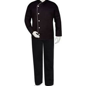 Men's Black Long Sleeve <b>Chef</b> <b>Jacket</b> <b>White</b> Trim Matching Pants Workwear Uniform Polyester/Cotton Material High Visibility - Product Image 1
