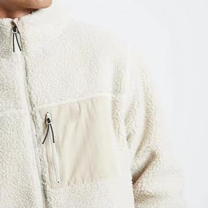 Veste d'hiver polaire unie à col montant zippé, coupe ample, manches longues, surdimensionnée, personnalisée en polaire Sherpa pour homme - Product Image 4