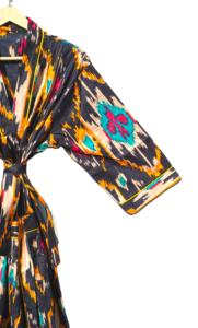 ชุดกิโมโนผ้าฝ้ายพิมพ์ลาย Ikat ทำด้วยมือสไตล์โบฮีเมียนชุดอยู่บ้านแปรงปัดฝุ่นสำหรับผู้หญิง - Product Image 3