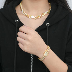 Premium <b>Iced</b> <b>Out</b> Cuban <b>Chain</b> Necklace with Lab Diamond Style Sparkle for Nightclub DJ Performance and Stage Wear - Product Image 1