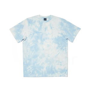 Camiseta de Manga Corta con Cuello Redondo y Estampado Tie-Dye para Hombre, Corte Regular, Tejido de Punto Informal, Diseño con Patrón Azul y Blanco - Product Image 1