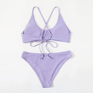 Prix de gros, dernière collection, ensemble de bikinis pour femmes, étiquette privée personnalisée, ensemble de bikinis légers en couleur unie, service OEM - Product Image 2