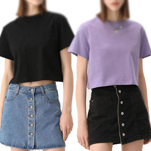 Camiseta Corta de Algodón 100% Tejido, Ecológica, Transpirable, para Mujer, Ligera, Informal, de Manga Corta, para Verano - Product Image 6