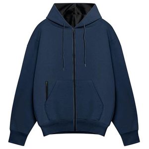Sweat à capuche zippé personnalisé de haute qualité, double couche, épaules tombantes, en coton épais et surdimensionné pour l'hiver - Product Image 4