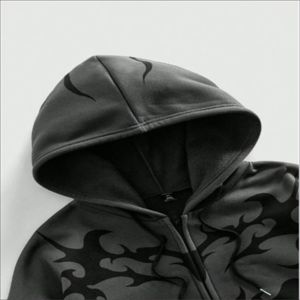 ODM Sweat à capuche zippé en polaire de haute qualité, coupe oversize, style streetwear, délavé à l'acide, effet soleil, personnalisable avec marque privée, brodé, collection automne - Product Image 3