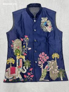 Premium Collection Malai Satin with Handwork & Embroidery Traditional Motif Nehru-Jacket & <b>Kurta</b>-Polo Pant Set Indian Exporter - Product Image 5