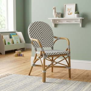 Nouvelle Chaise de Salle à Manger Bistro Moderne Minimaliste Grise et Blanche en Rotin, Fauteuil de Café Français, Sièges de Restaurant, Mobilier d'Extérieur pour Patio - Product Image 2