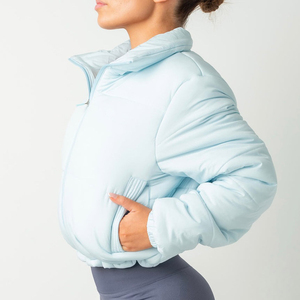 Blouson d'hiver matelassé et imperméable pour femme, coupe courte et décontractée, style bomber, en polyester/nylon, écologique - Product Image 6