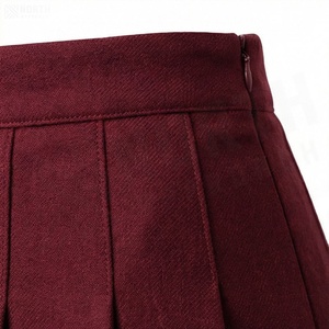 Jupe plissée courte pour femme, couleur unie, taille normale, toutes saisons, style tissé - Product Image 4
