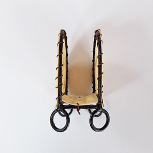 Support de bougie artisanal en cuir de chèvre indonésien, panneau en Wayang Kulit, fer forgé, lumière d'ambiance de table, accent de décoration intérieure - Product Image 4