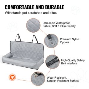 Siège rehausseur imperméable pour chien en tissu Oxford sécurisé avec rembourrage en coton PP et laisse de sécurité pour siège auto pour animaux de compagnie, lit de voiture pour chien - Product Image 3