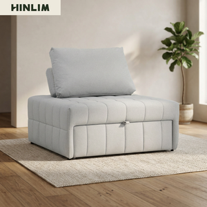 Canapé-lit moderne minimaliste de style mid-century en tissu mousse avec rangement, pieds en métal, dossier coussiné, sans accoudoirs, pour salon ou villa - Product Image 3