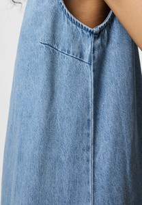 CONX Casual Women Denim Blue Midi Dress Adjustable Straps Round Neckline Quick Dry Sleeveless Loose Fit Spring Button Detail - Product Image 5