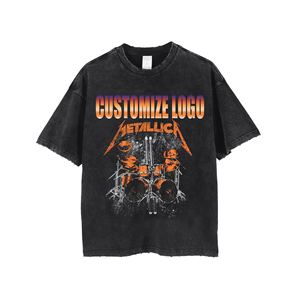 Camisetas con Diseño Personalizado, Camisetas de Algodón Estampadas para Hombre, Impresión Serigráfica, Estilo Vintage, Lavado Ácido, Camisetas Extra Grandes para Hombre - Product Image 1