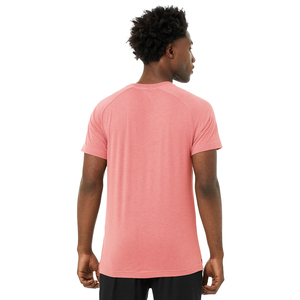 T-shirt pour homme rose à col rond et manches courtes, coupe classique, couleur unie, en coton tricoté, design décontracté et respirant - Product Image 3