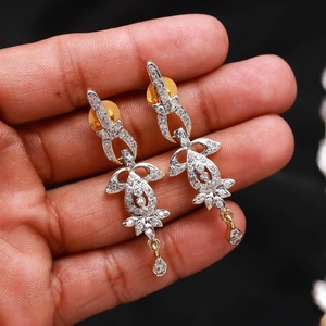 White <b>Ruby</b> Pink <b>Necklace</b> Set 22K Gold Plated Vintage Bridal Earrings Set Wedding Jewelry From Rajasthan - Product Image 3
