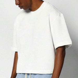 Camiseta blanca de manga corta con cuello redondo para hombre, corte regular, informal, de algodón, lisa, de color sólido, camisetas personalizadas para hombre - Product Image 1