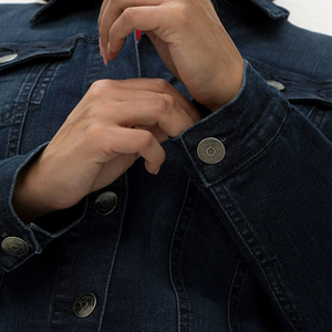 Vestes en jean décontractées pour femmes, en denim uni lavé, 100% coton, manches longues, boutons sur le devant, col rabattu, style streetwear - Product Image 6
