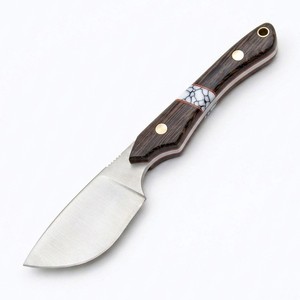 Couteau de survie à lame fixe BLADE MARK INDUSTRIES, acier 3CR13 de qualité industrielle, pointe tombante, pour camping et usage quotidien, manche en bois, étui en cuir - Product Image 3