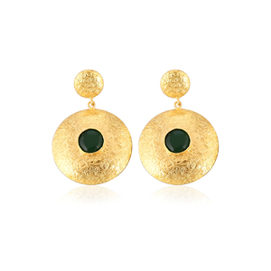 Boucles d'oreilles pendantes élégantes et stylées en onyx vert naturel pour femmes - Product Image 1