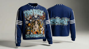 Camiseta Oversize para Hombre 2026, 100% Algodón, Estilo Urbano Hip Hop, Diseño de Logotipo Personalizado, Rayas en las Mangas, Cuello Redondo - Product Image 2