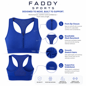 High Impact Front Zipper Sports <b>Bra</b> for Women Breathable Mesh Racerback Yoga Fitness <b>Bra</b> Padded Push Up Athletic Gym Underwear - Product Image 5