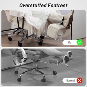 Sedia da Ufficio Direzionale Bianco Crema, Poltrona da Scrivania Contemporanea con Schienale Alto Reclinabile, Supporto Lombare e Poggiapiedi, Design Imbottito - Product Image 5
