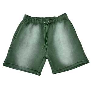 Factory Wholesale Custom LOGO <b>Shorts</b> Distressed Embroidery Cotton <b>Sweat</b> <b>Shorts</b> Sun Faded Cut Edge Acid Wash <b>Shorts</b> For <b>Men</b> - Product Image 1