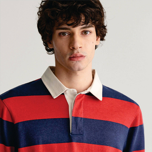 Camisa Polo de Manga Larga a Rayas para Hombre, Algodón Popelina, Cuello con Botones, Estilo Casual, para Primavera - Product Image 4