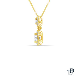 Colgante de oro de 18 quilates de lujo con doble halo y diamantes redondos cultivados en laboratorio, con piedras centrales de corte brillante, venta al por mayor y al por menor OEM - Product Image 3