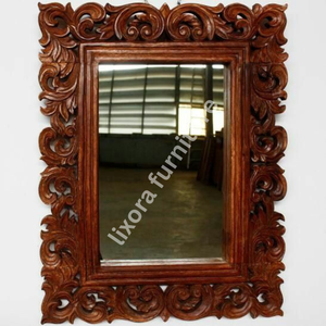Luxury Handcrafted Solid Wood <b>Wall</b> <b>Mirror</b> Frame Ornate Royal Victorian Scroll Carving Mahogany Brown - Product Image 5