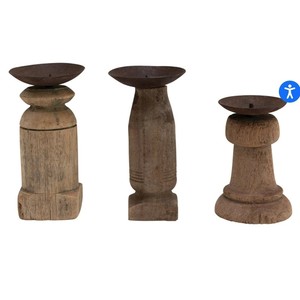 Porte-bougies en bois de Sheesham en gros |   Artisanat rustique brun sculpté à la main en gros - Product Image 1