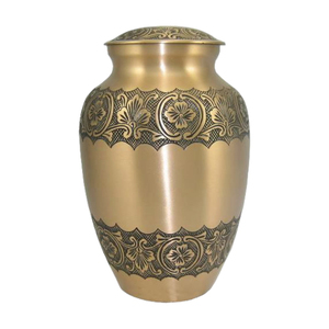 Urne funéraire en métal avec élégants oiseaux dorés et couvercle, urne créative en bronze massif pour cendres humaines adultes - Product Image 2