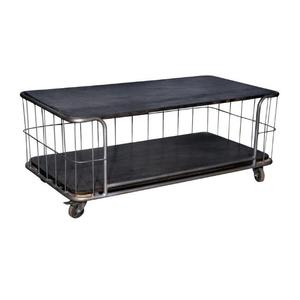 Table basse industrielle en métal avec structure en fil métallique et étagère de rangement pour salon, design moderne - Product Image 1