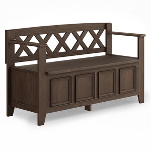 Amherst Farmhouse Brown <b>Entryway</b> Storage <b>Bench</b> Home Organization Essential - Product Image 2