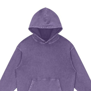 Sweat-shirt à capuche violet surdimensionné pour homme 2026, couleur unie, en molleton bouclette, coupe décontractée, pour l'automne - Product Image 2
