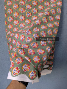 Tela de Algodón con Estampado Sanganeri de Jaipur, Diseño Floral, para Prendas de Vestir, Venta al Por Mayor para Exportación - Product Image 3
