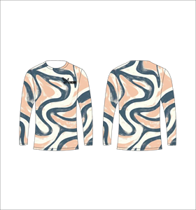 T-shirt personnalisé à manches longues sublimé, motif marbré abstrait, col rond, vêtements de sport haute performance, collection Ferocious, vente en gros - Product Image 1