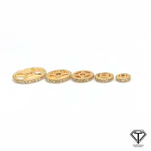Rueda espaciadora de oro macizo de 14k con diamantes pavé, cuentas de 3mm y detalles de plata de ley 925 de 11mm de diámetro - Product Image 1