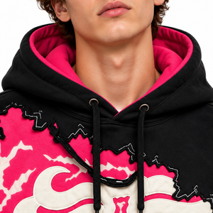 <b>Men</b>’s <b>Black</b> Pink Skeleton Graphic Oversized Pullover Hoodie Custom Streetwear <b>Sweatshirt</b> - Product Image 5