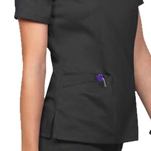 Custom V Neck <b>Scrubs</b> <b>Uniforms</b> Sets ShortSleeve Banded Waist Woman Female Nursing <b>Scrubs</b> Wholesale With Cargo Pants - Product Image 6
