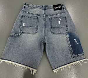 Pantalones Cortos de Mezclilla Personalizados para Hombre, Estilo Vintage, Desgastados, con Dobladillo Deshilachado, Pantalones Cortos de Mezclilla Casuales de Verano, Venta al por Mayor, OEM - Product Image 2
