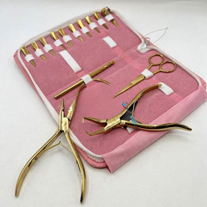 Hair <b>Extension</b> Micro <b>Beads</b> Link and Removal Plier Gold Plasma Stainless Steel Hair <b>Extension</b> Tools Kit with Pink Case and LOGO - Product Image 2